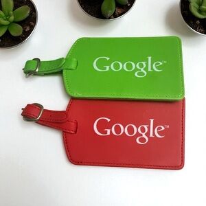 GOOGLE Luggage Tags X2 NEW Red & Green
